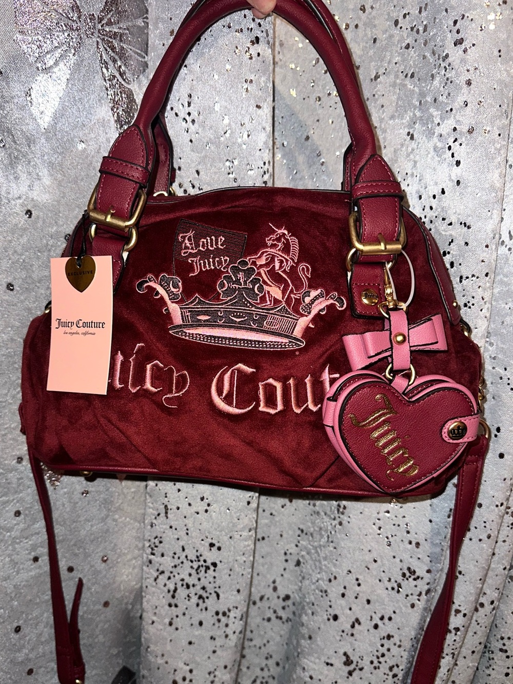 Juicy Couture cranberry crown purse
